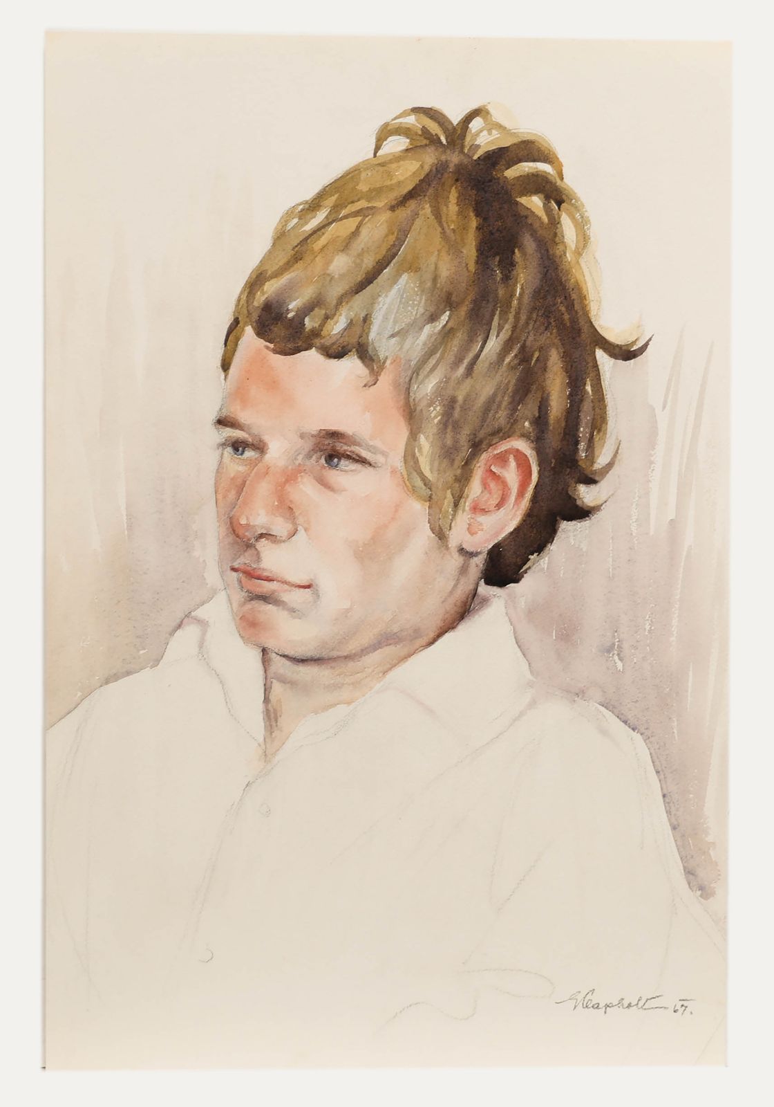 E.P. Clapholt 1967 Watercolour, The White Shirt photo furniture