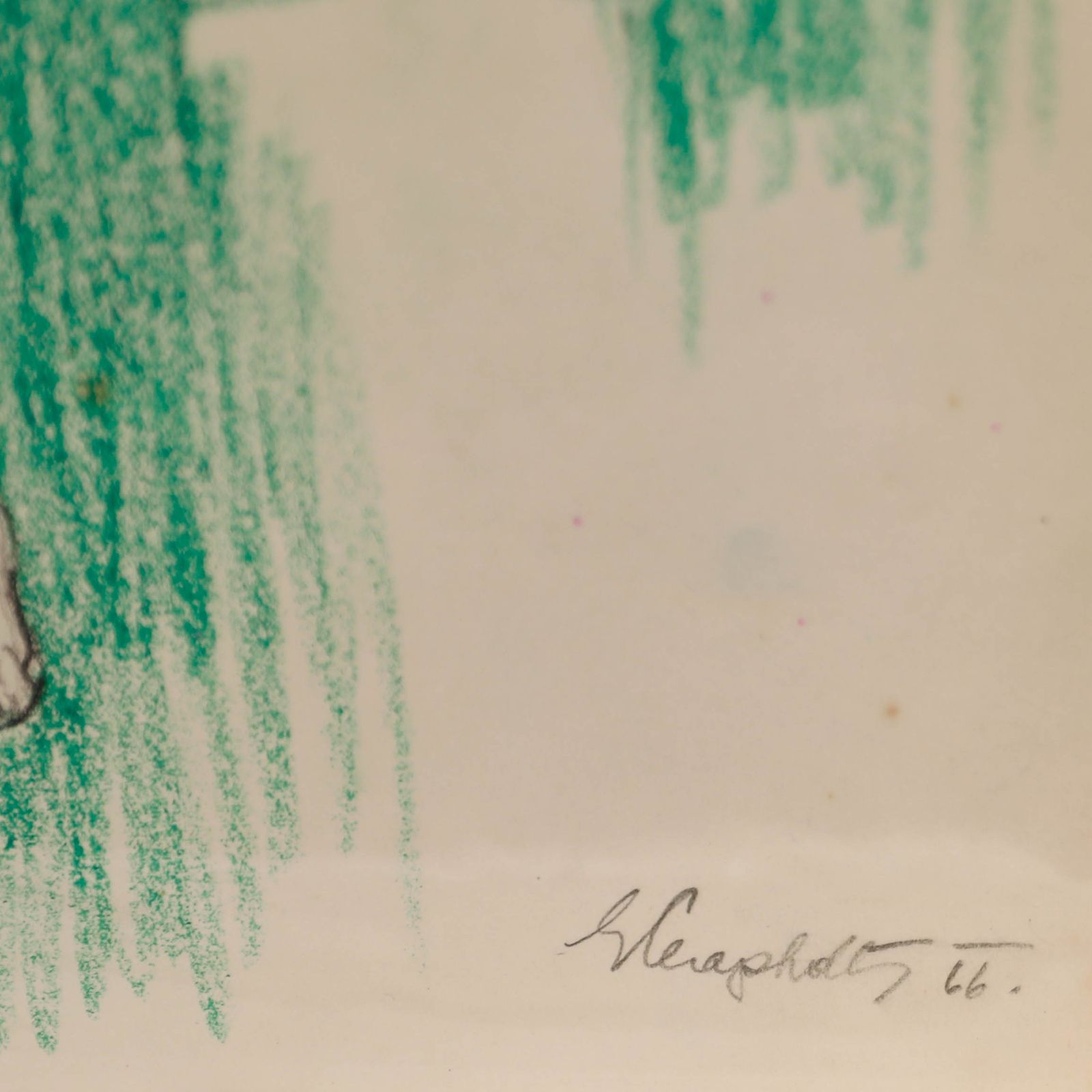 E.P. Clapholt 1966 Pastel, Seated Nude In Green photo Art