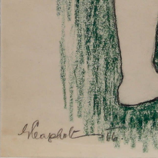 E.P. Clapholt Mid 20th Century Pastel, Nude In Green photo Art