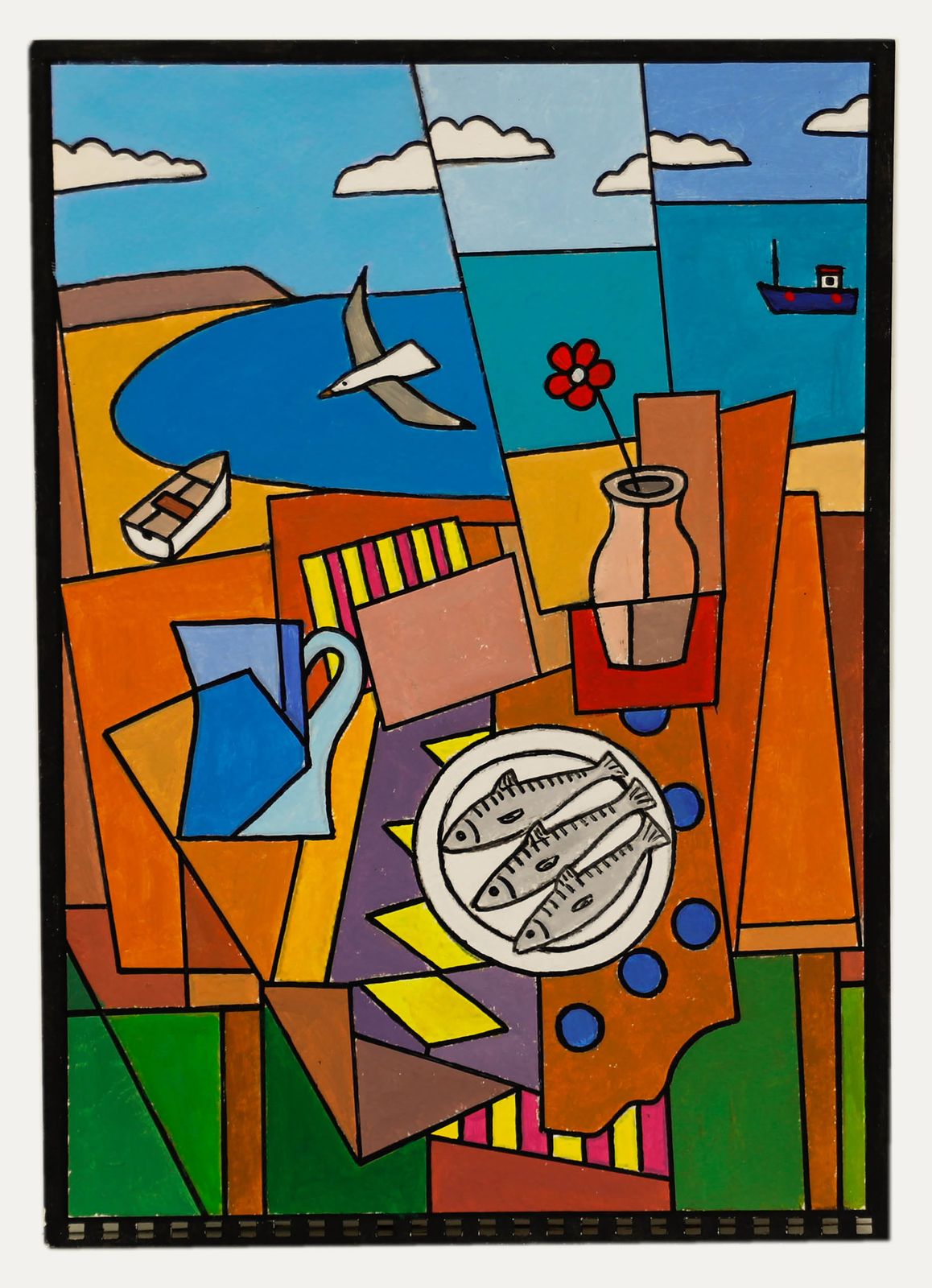 Tim Treagust (B.1958) Contemporary Acrylic, Still Life With Bay View photo furniture