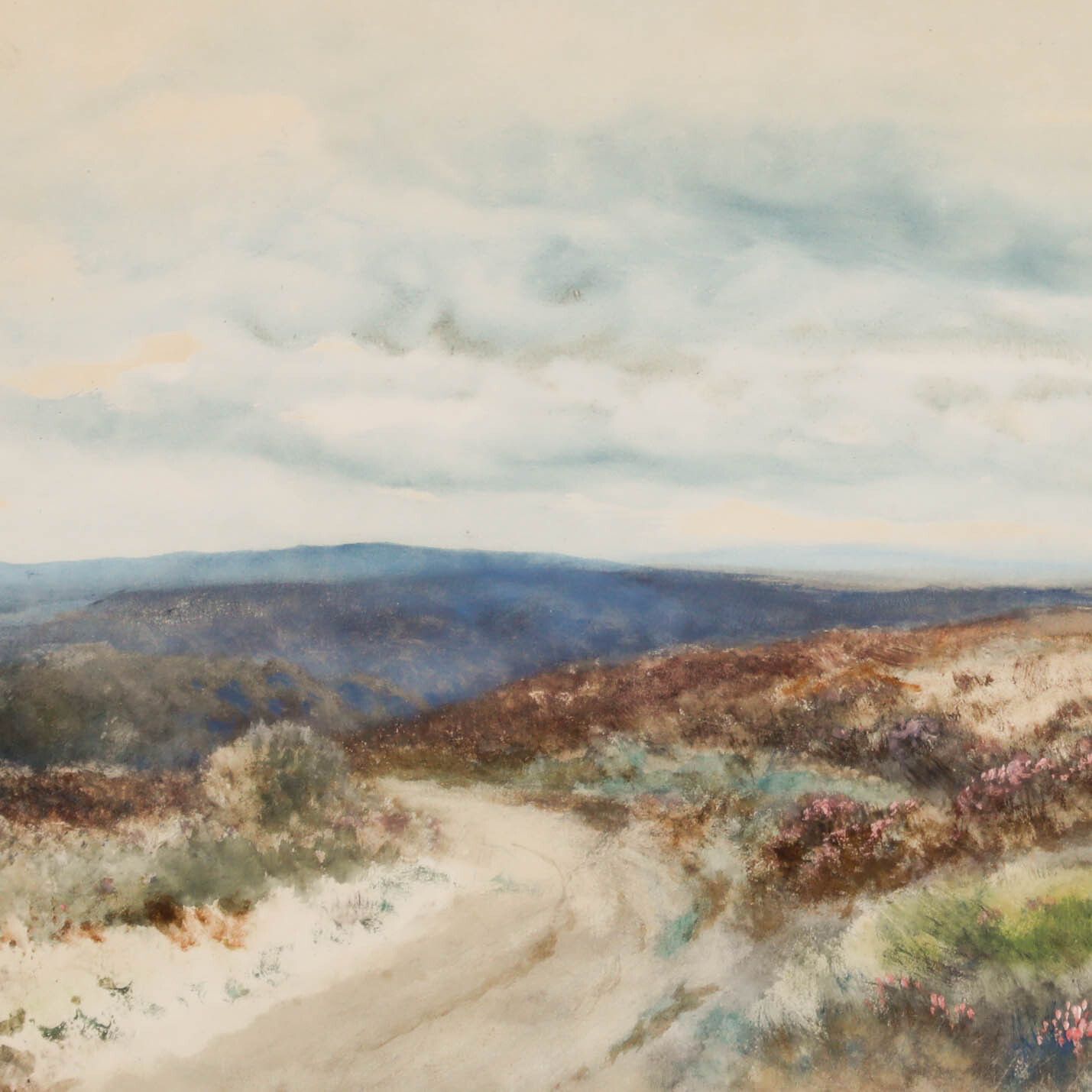 Reginald Daniel Sherrin (1891 1971) Watercolour, Moorland Track With Heather photo Art