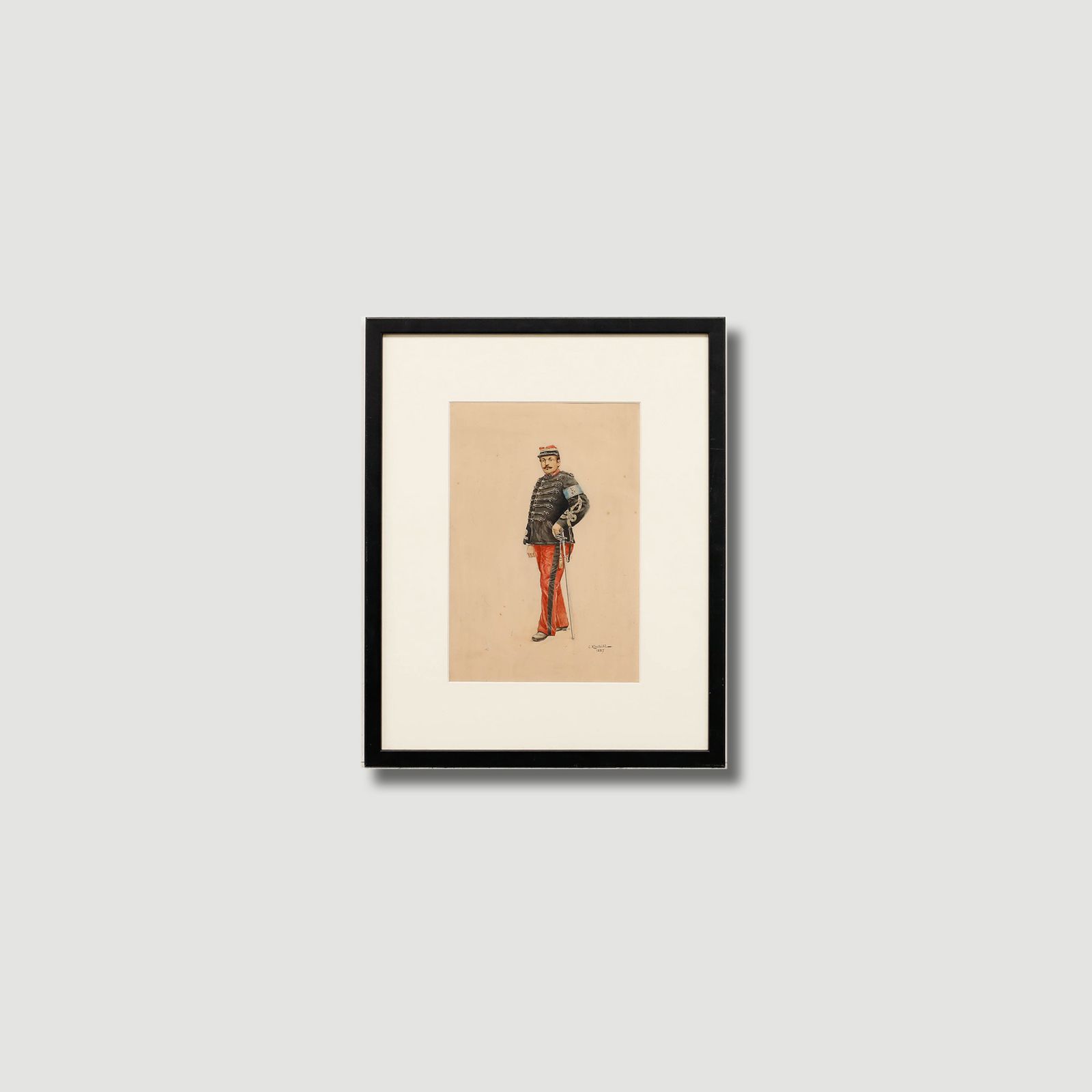C. Kossbuhl Framed 1887 Watercolour, Portrait Of A French Military Officer photo buy