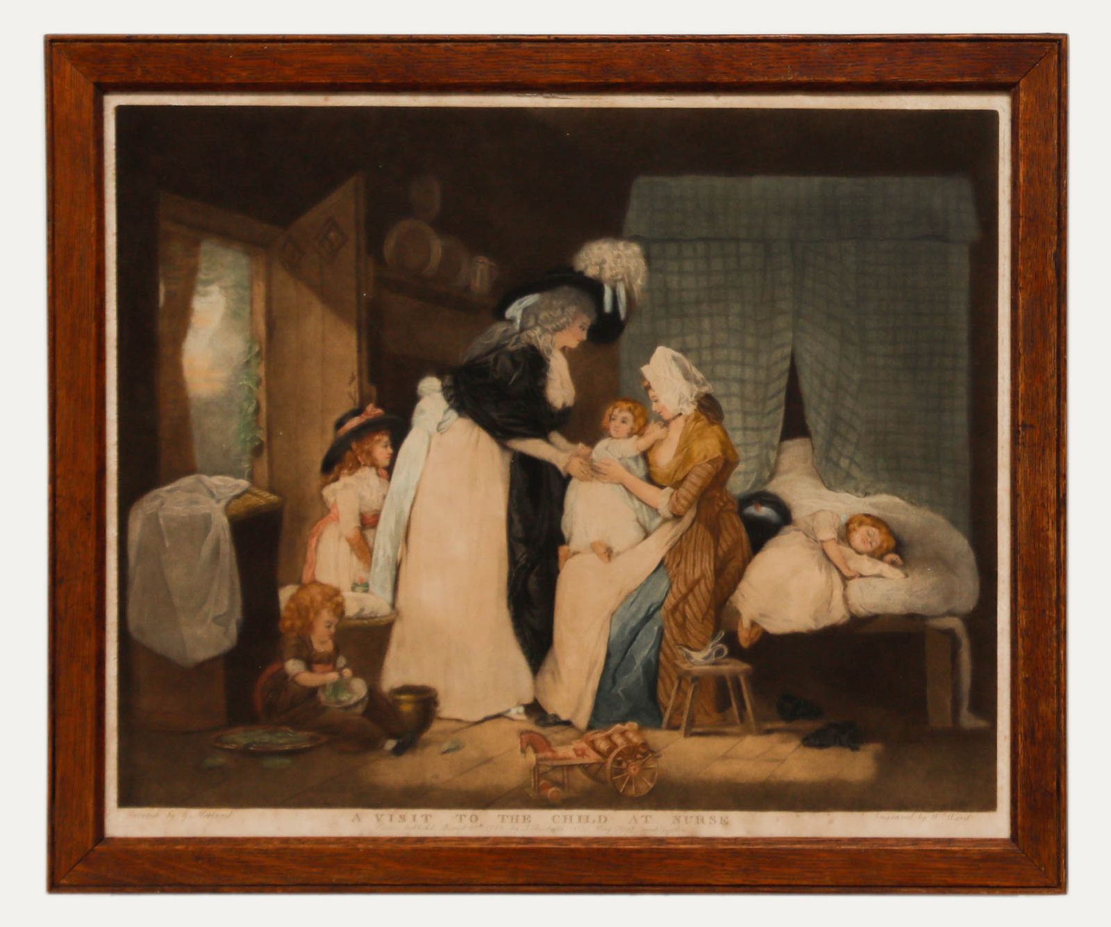 After George Morland (1763 1804) Aquatint, A Visit To The Child At Nurse