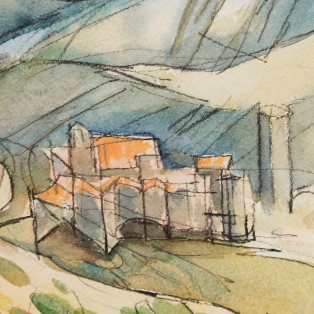 A. Nicholson Framed Contemporary Watercolour, Castello Di Santa Giuliana photo Art