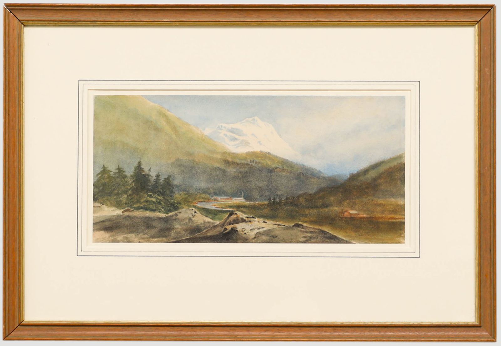 19th Century Watercolour Looking To The Mountain Tops