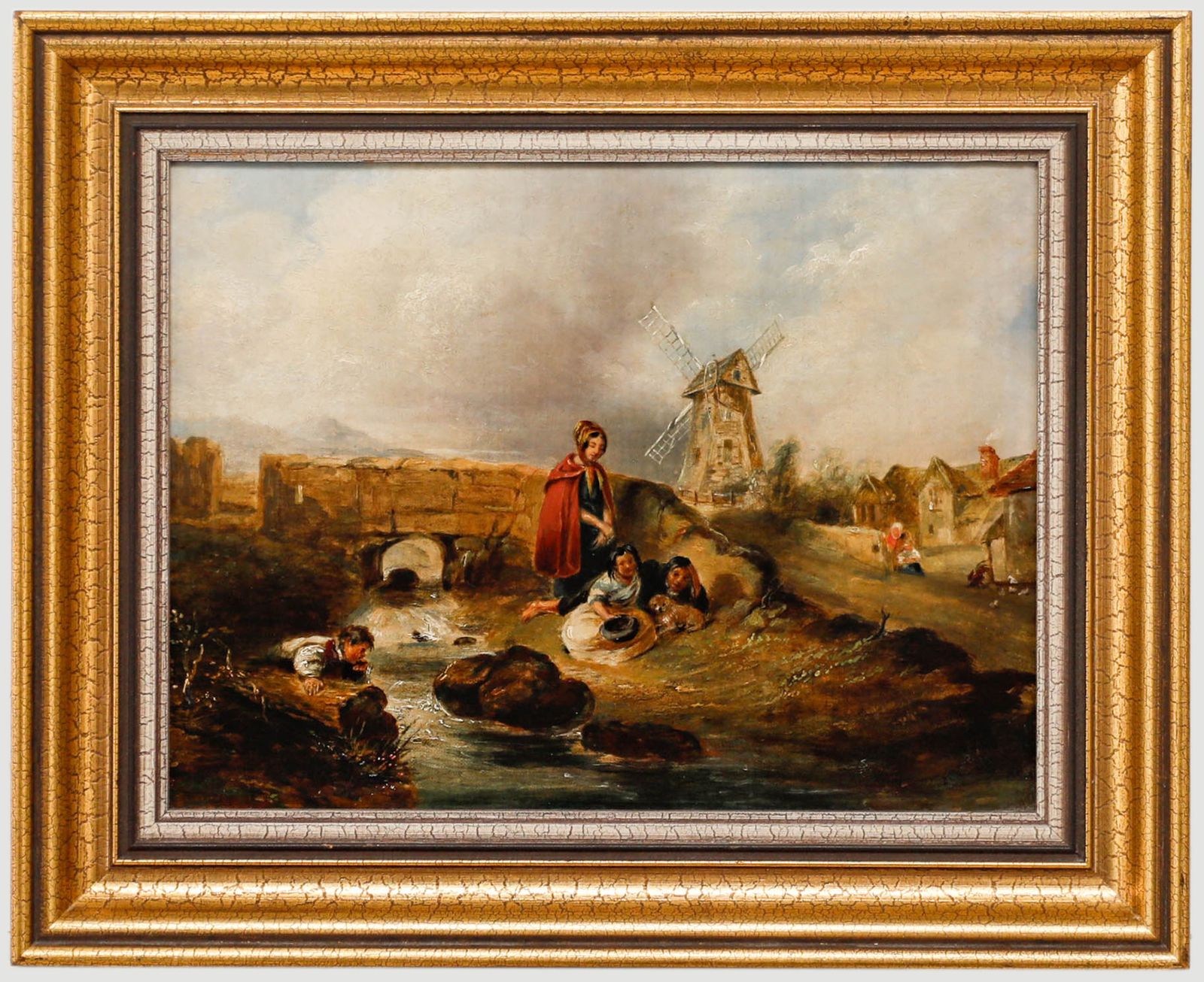 English School 19th Century Oil Enjoying The River