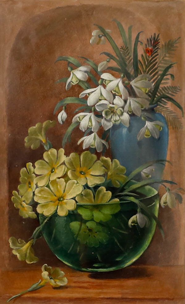 Framed Early 20th Century Oil Floral Still Life photo furniture