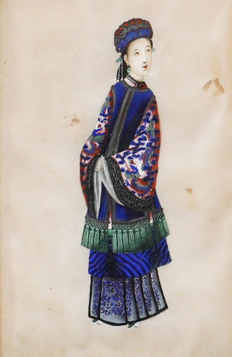Fine 19th Century Chinese School Watercolour Portrait Of A Female Courtier photo furniture