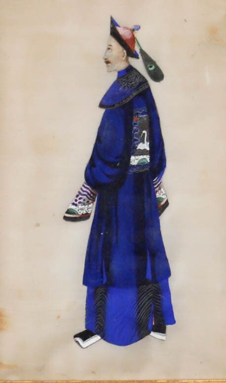Fine 19th Century Chinese School Watercolour Portrait Of A Male Courtier photo furniture