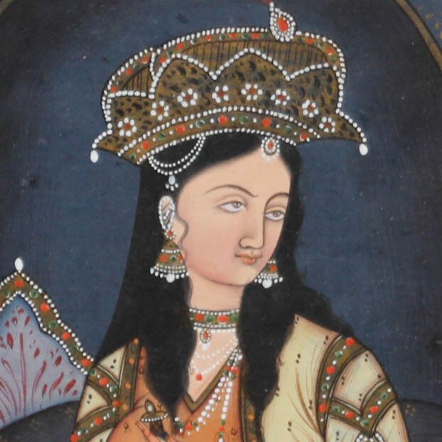 Indian Miniature Early 20th Century Gouache Princess photo Art