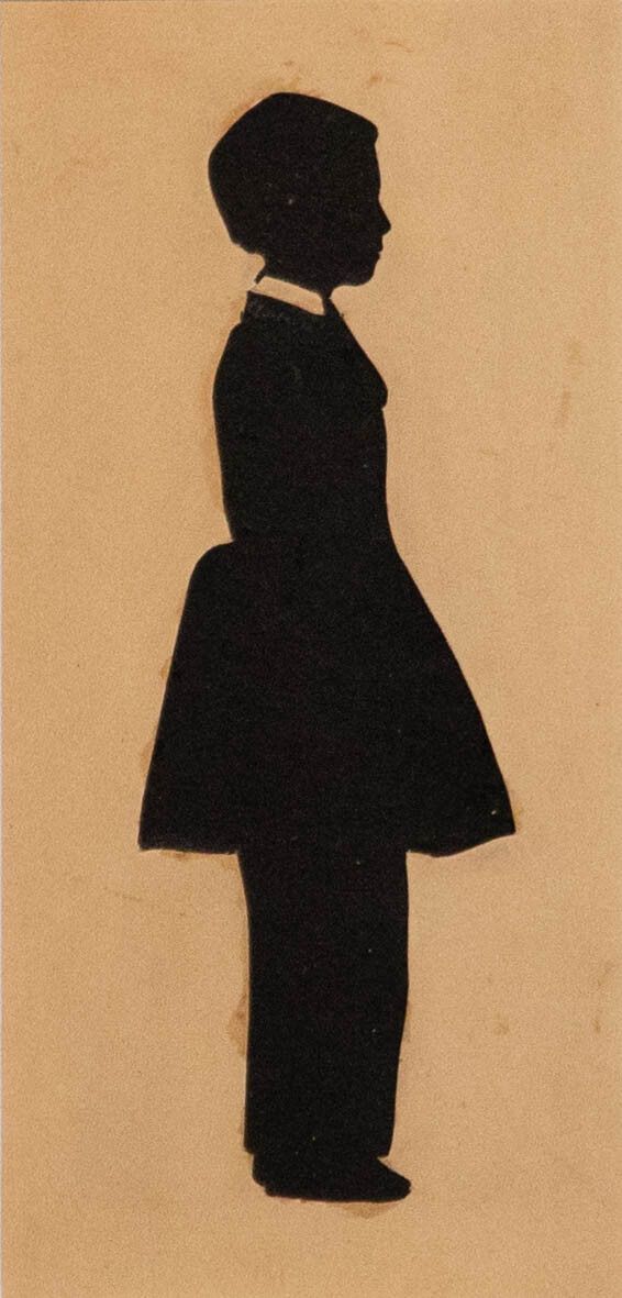 Framed 19th Century Cut Paper Silhouette Victorian Boy In Profile photo furniture