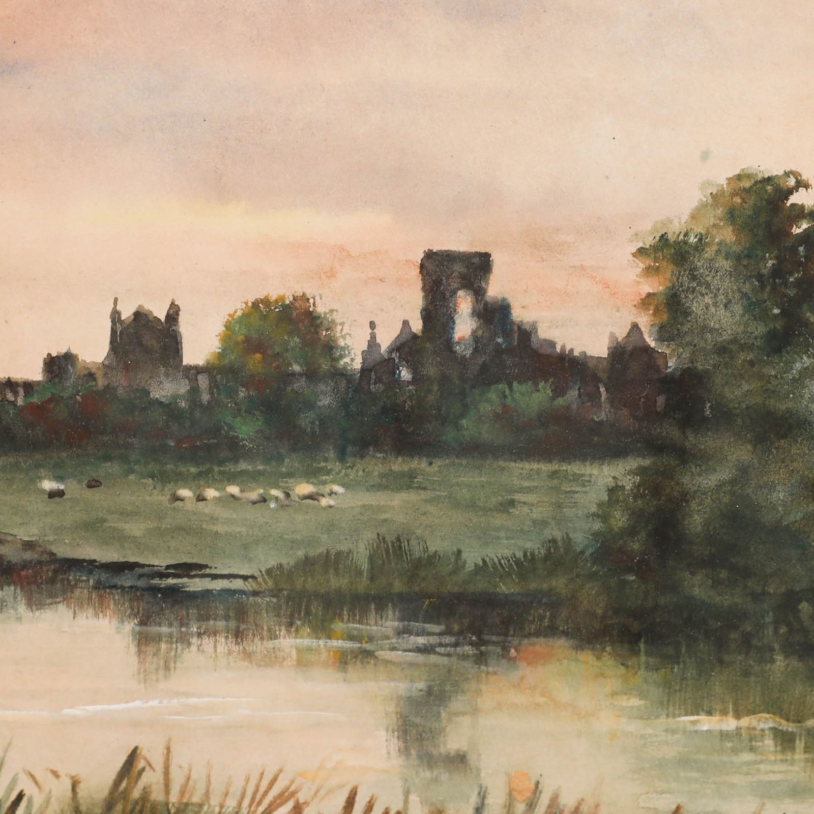 Vire  19th Century Watercolour, View Of Kirkstall Abbey photo Art