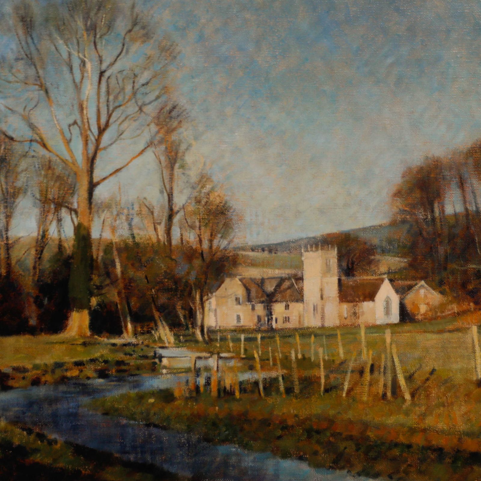 Michel Bowman 1981 Oil, Nether Cerne Church photo Art