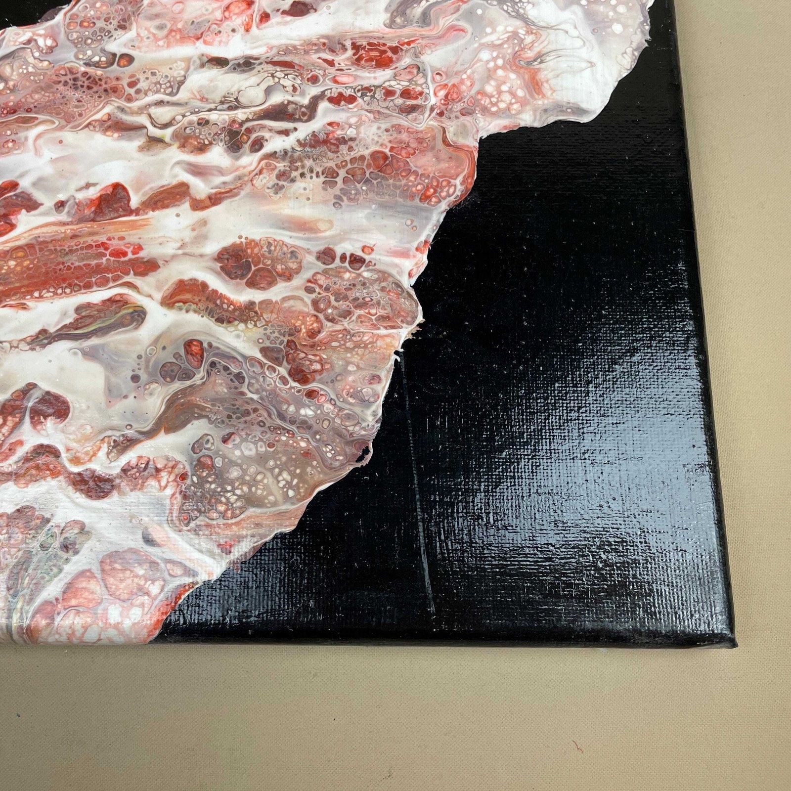 Vintage Marbled Painting Picture Original Artwork On Canvas Marble Pattern Wood Frame Painted Art Rectangle 31x22.7cm Wall Hanging Marbling photo vintage