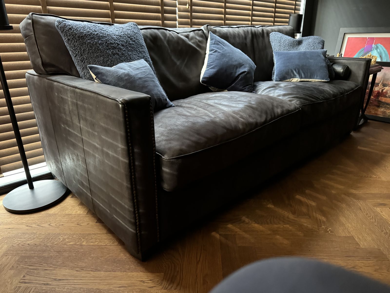 Timothy Oulton Viscount William 3 Seater Sofa In Safari Black Leather