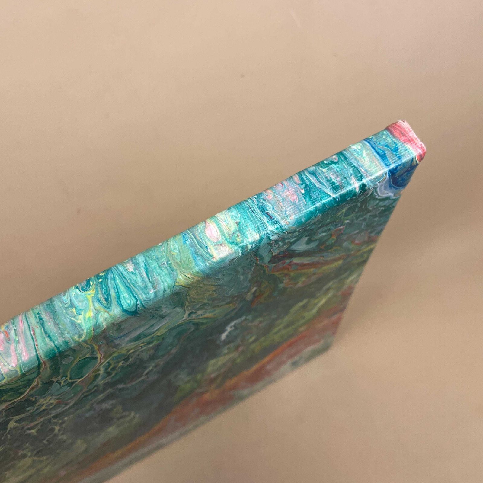 Vintage Marbled Painting Picture Original Artwork On Canvas Marble Pattern Wood Frame Painted Art Rectangle 31x22.7cm Wall Hanging Marbling photo buy