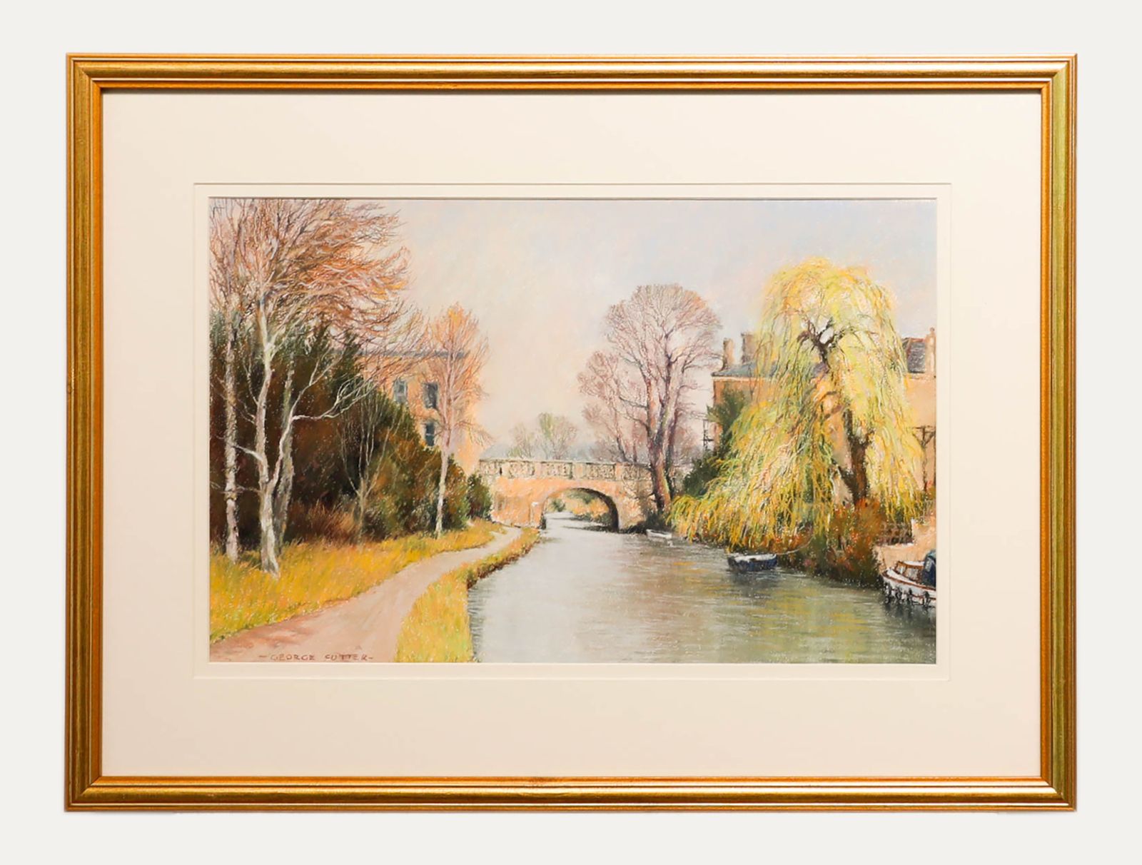George Cutter Framed 20th Century Pastel, View Of The Kennet & Avon Canal