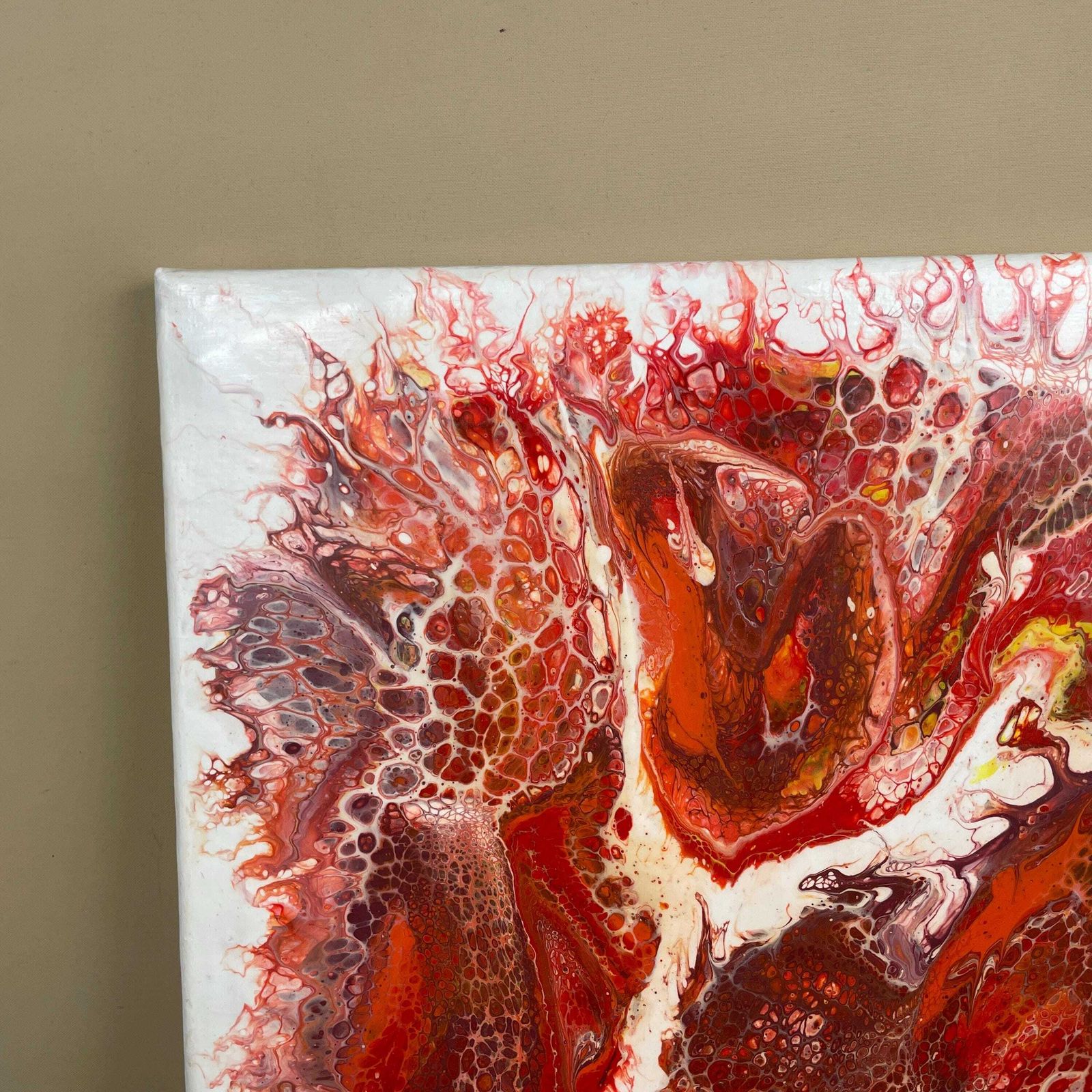 Vintage Marbled Painting Picture Original Artwork Canvas Marble Pattern Wood Frame Painted Art Rectangle 46x36cm Wall Hanging Marbling photo Art