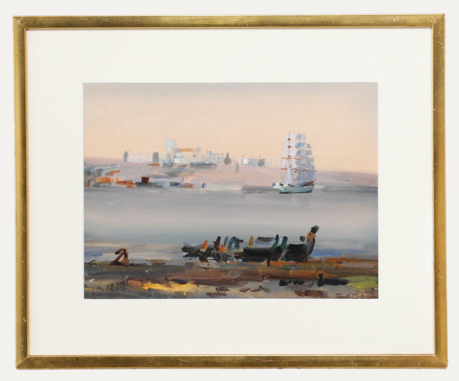 Frank Richards Rba (1863 1935) Newlyn School Watercolour, A Coastal Outlook