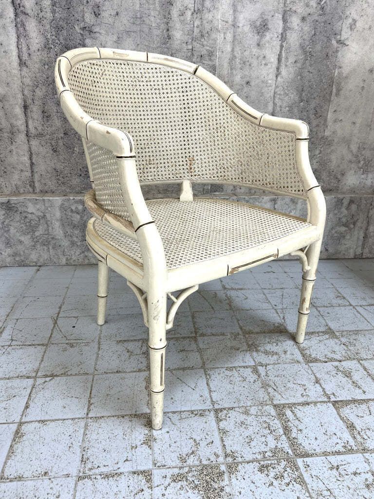 Pair Of Shabby Chic Mid Century Wicker And Cane Armchairs photo 355.0