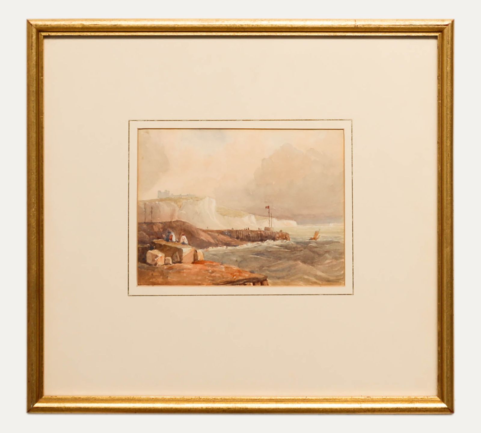 Attrib. Edward Webb (1805 1854)  Framed Watercolour, Dover Castle From The Jetty