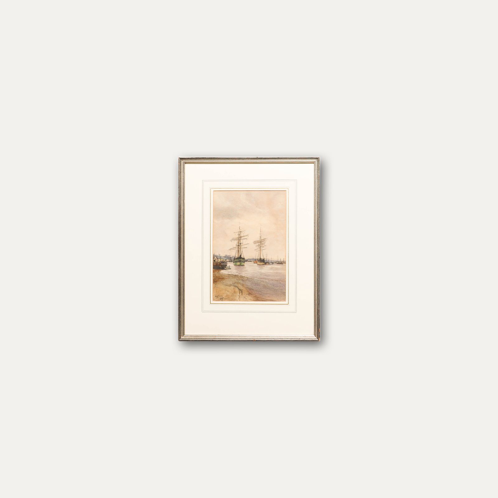 A. Mclean Framed Late 19th Century Watercolour, Moored Boats photo buy