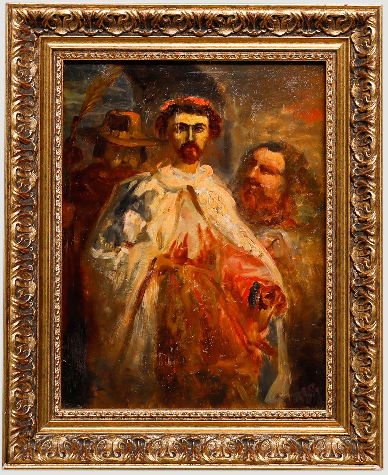 Late 19th Century Oil Clergyman With Figures