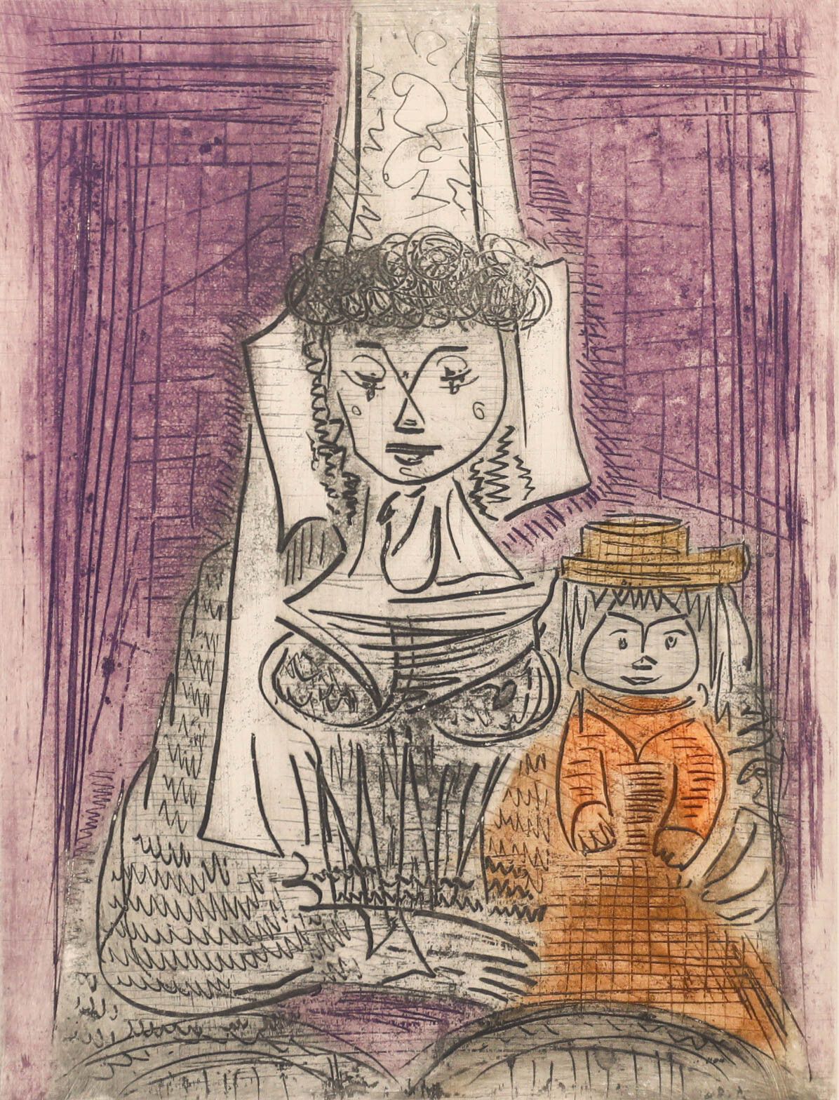 Ettienne Ret (1900 1996) 20th Century Etching, A Mother & Child photo furniture