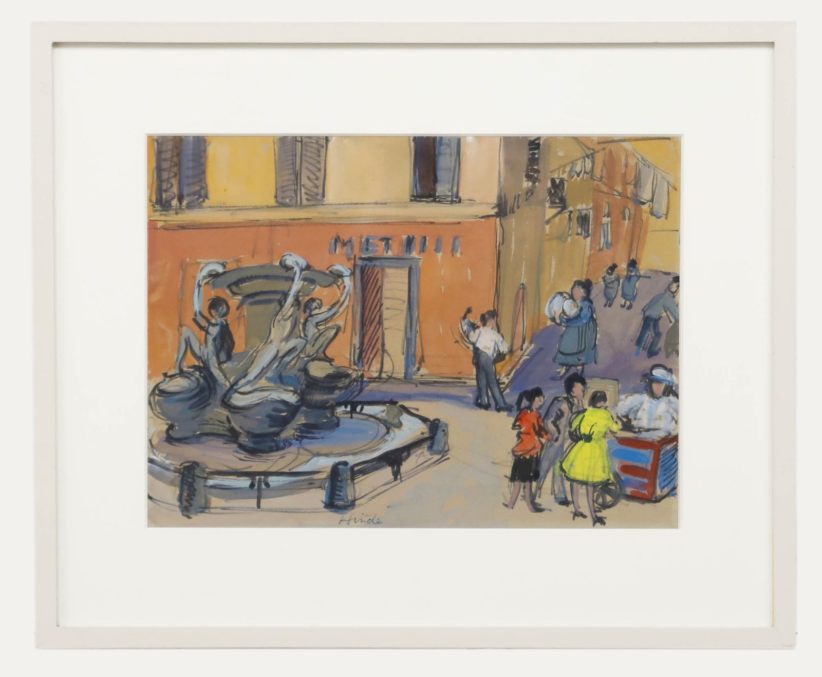 Elizabeth Hinde Framed Mid 20th Century Watercolour, Square Of The Tortoises