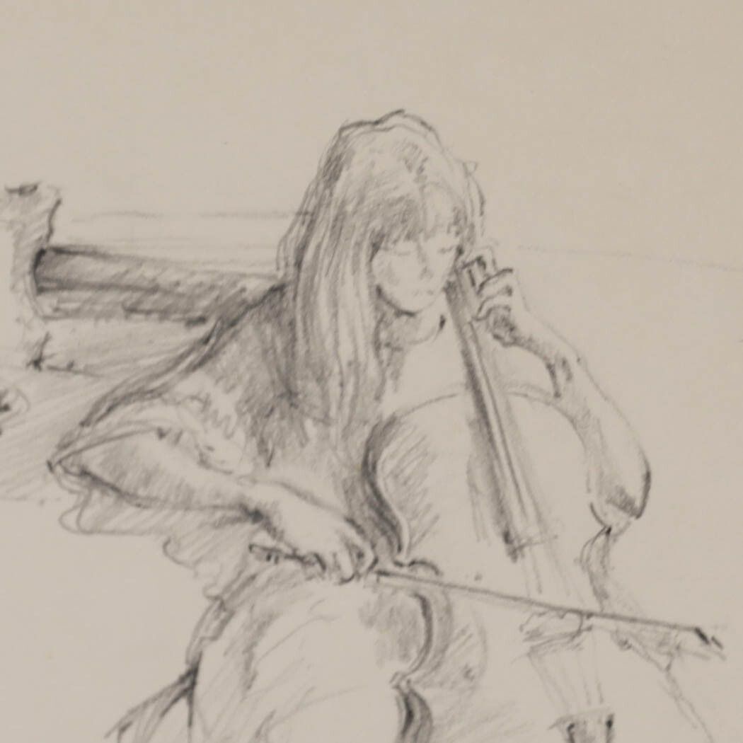 Caroline Sillars (1933 1988) Framed 20th Century Graphite Drawing, The Players photo Art