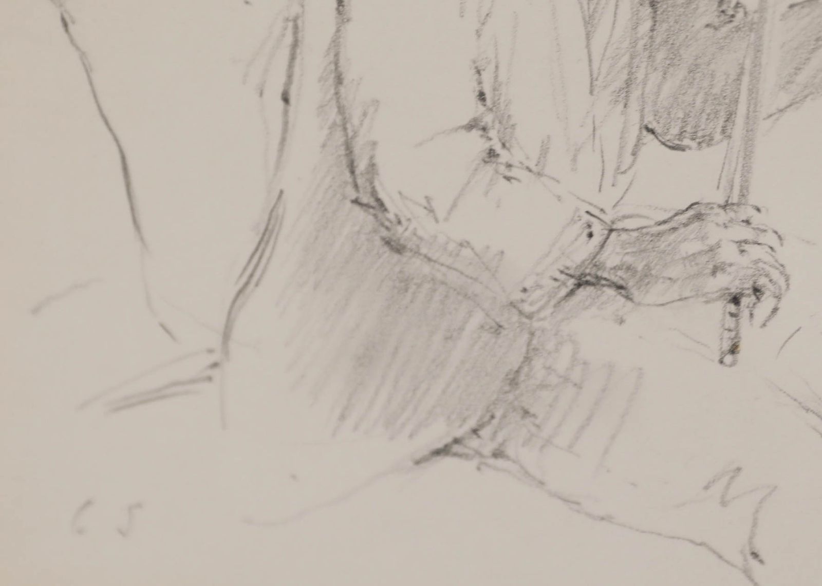 Caroline Sillars (1933 1988) Framed 20th Century Graphite Drawing, The Players photo vinterior