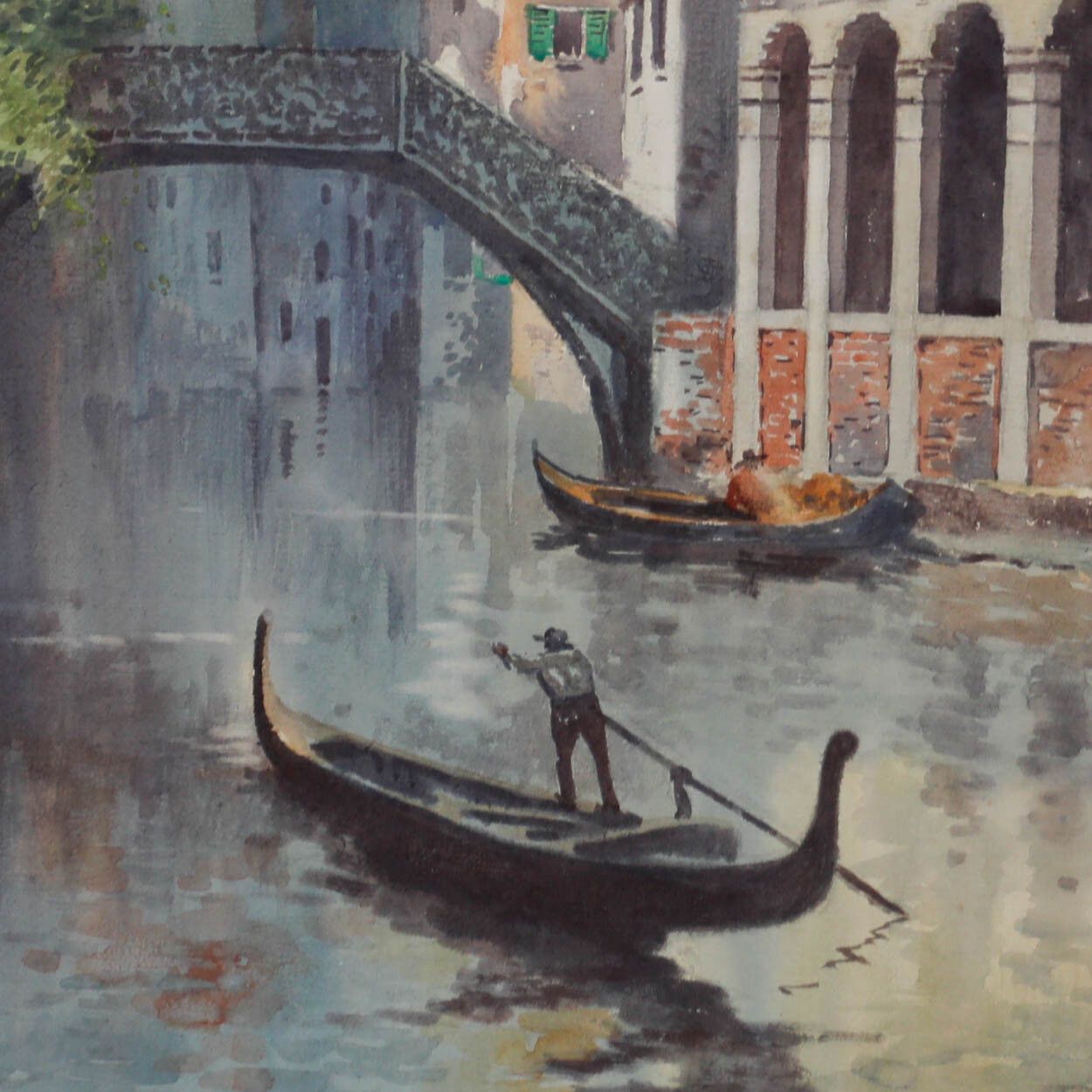 A. Vivian Framed Late 19th Century Watercolour, Venetian Waterway With Gondola photo Art