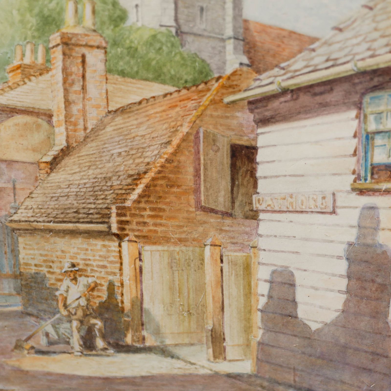 A. Greenhalgh Framed Early 20th Century Watercolour, A Street In Rayleigh photo 156.0