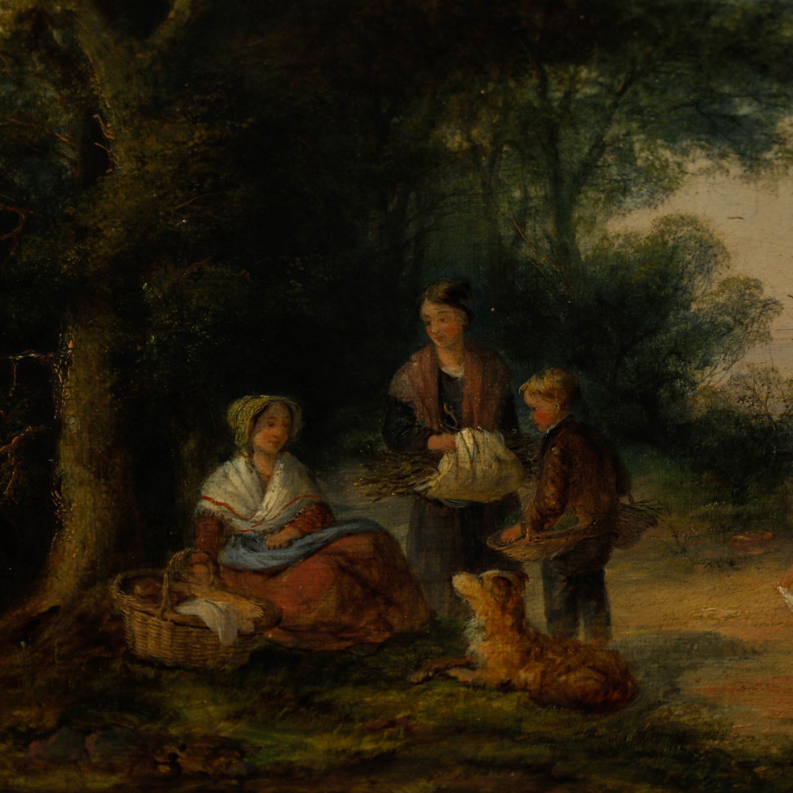 Georgina Lara (Fl.1840 1880) Framed 19th Century Oil, The Faggot Gatherers photo 735.0
