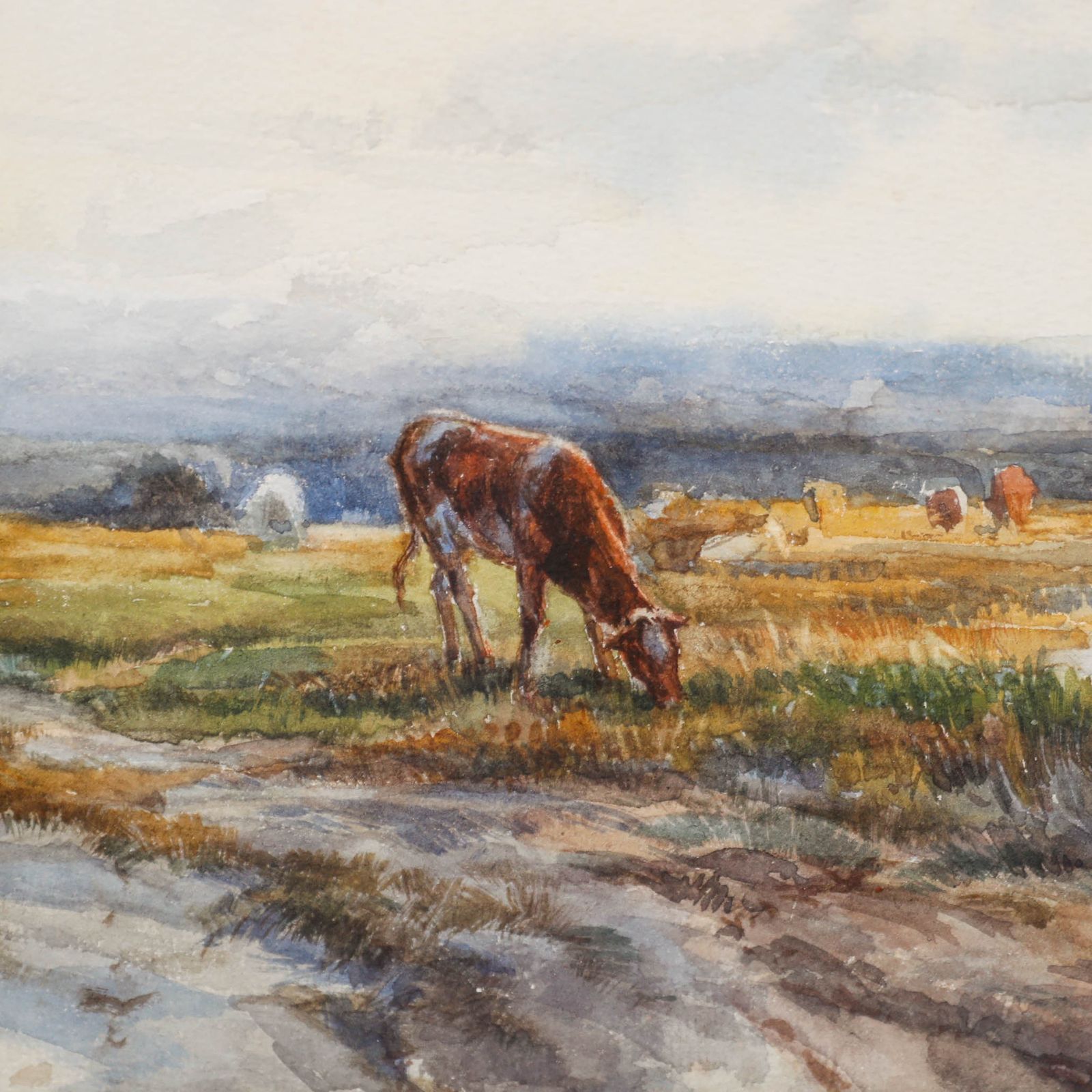 Robert William Arthur Rouse (1883 1927) Watercolour, Cattle By The River photo 164.0