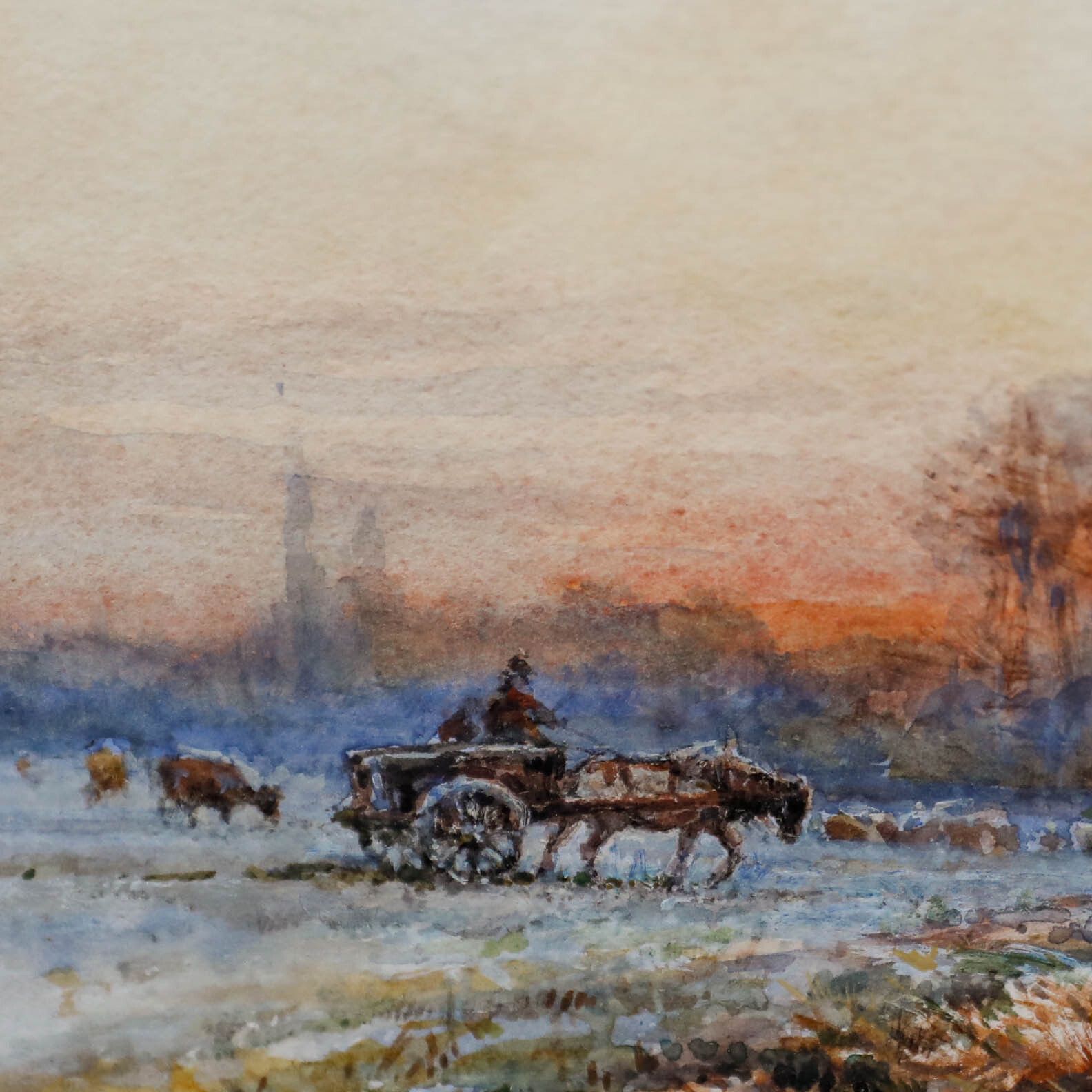 Robert William Arthur Rouse (1867 1951) Framed Watercolour, Home At Sunset photo Art