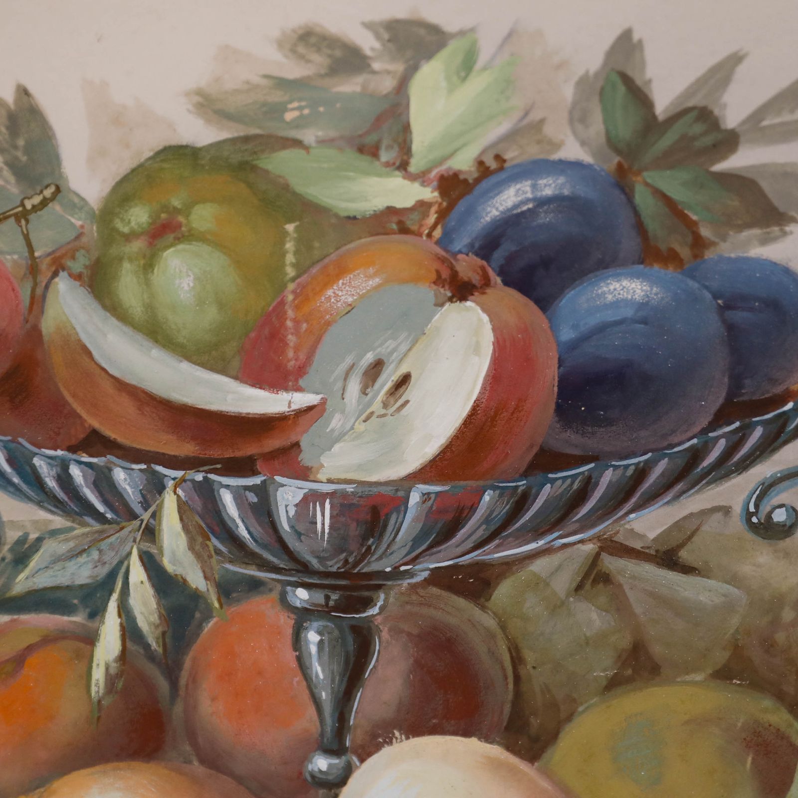 P. Reinert 20th Century Gouache, Fruit And Chalices photo for sale