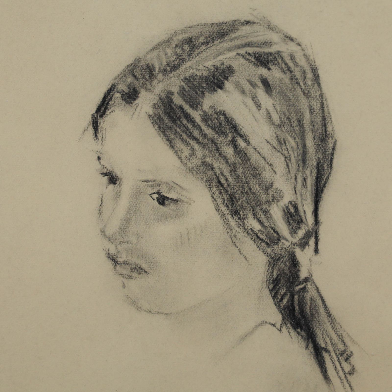 Jean Dulac (1902 1968) Framed Mid 20th Century Charcoal Drawing, L'enfant photo Art