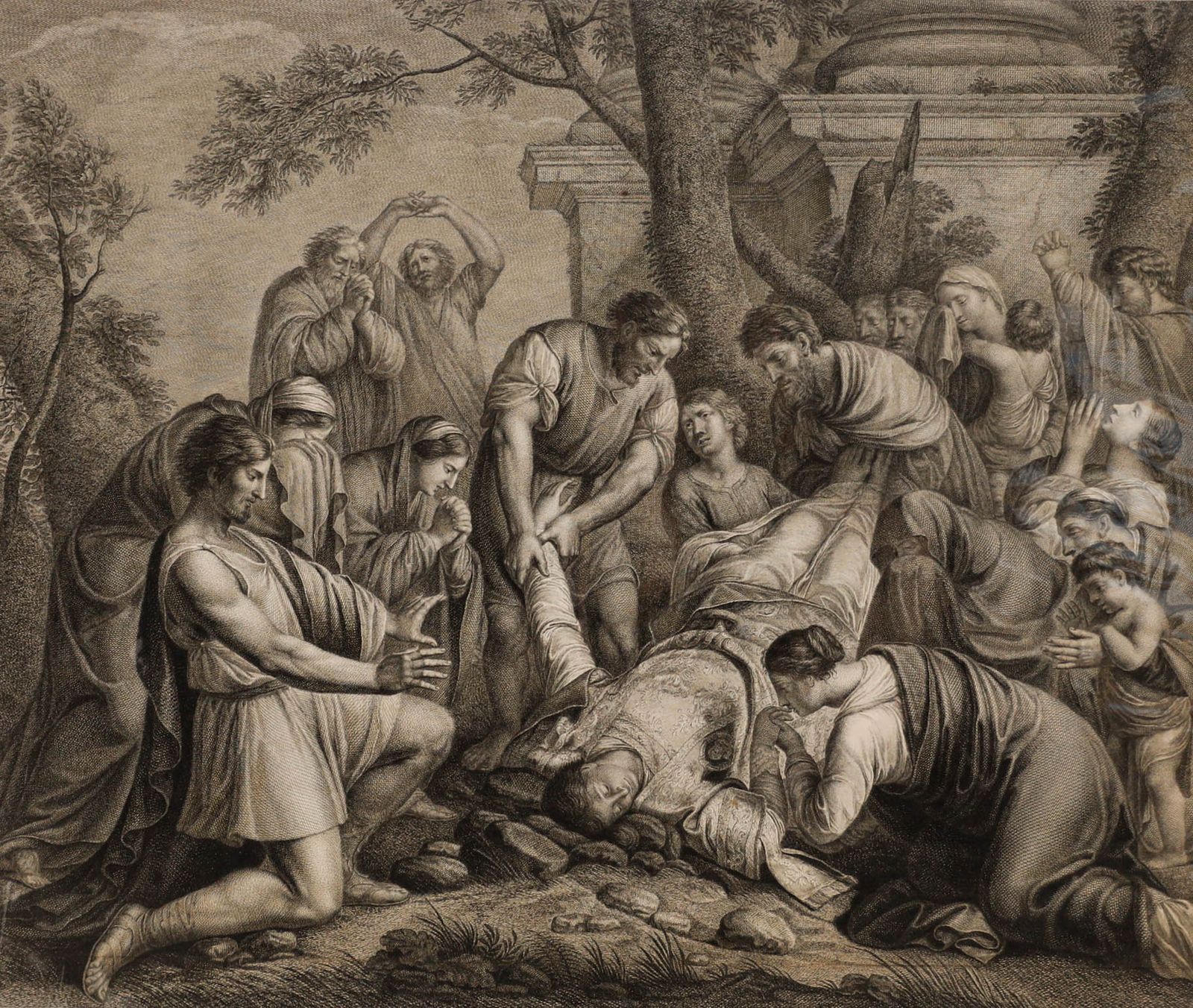 François  Aliamet After Le Sueur 1773 Engraving, Martyrdom Of Saint Stephen photo furniture
