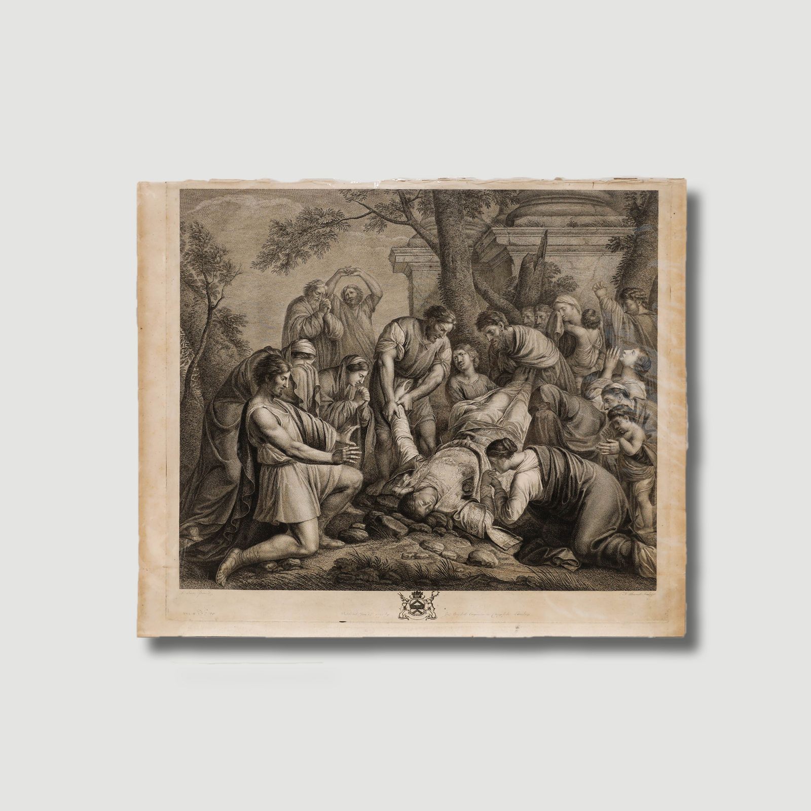 François  Aliamet After Le Sueur 1773 Engraving, Martyrdom Of Saint Stephen photo vintage