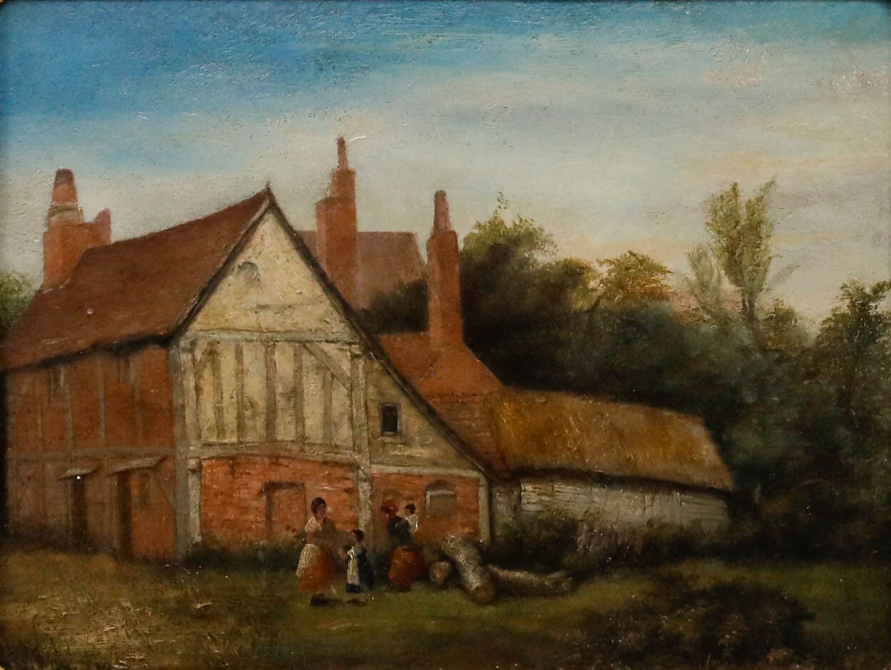 Circle Of John Anthony Puller (1799 1886) Oil, Figures By A Suffolk Farmhouse photo furniture