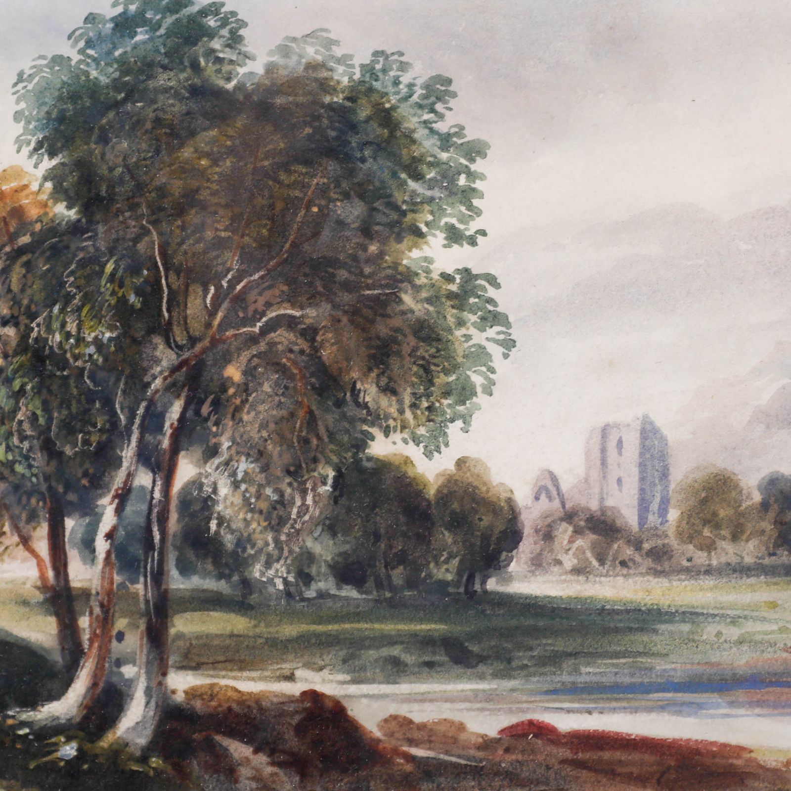 Attrib. Edward Oram (Fl.1766 1799) 19th Century Watercolour, Distant Folly photo Art