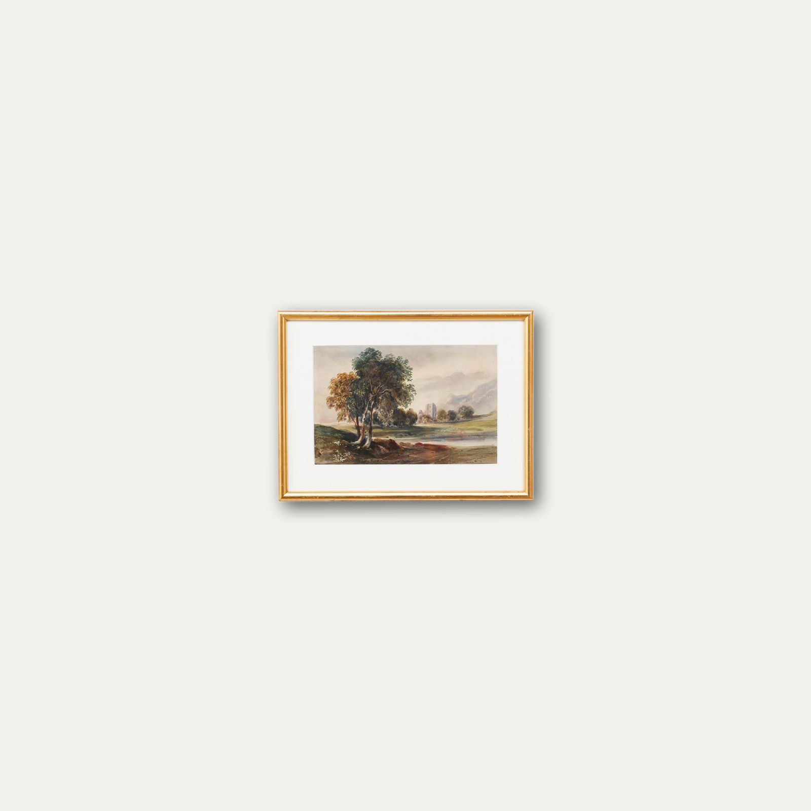 Attrib. Edward Oram (Fl.1766 1799) 19th Century Watercolour, Distant Folly photo vinterior