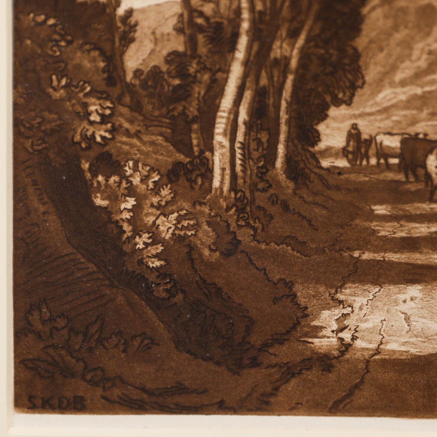 After J. M. W. Turner Framed Early 20th Century Etching, St Catharine's Hill photo vinterior