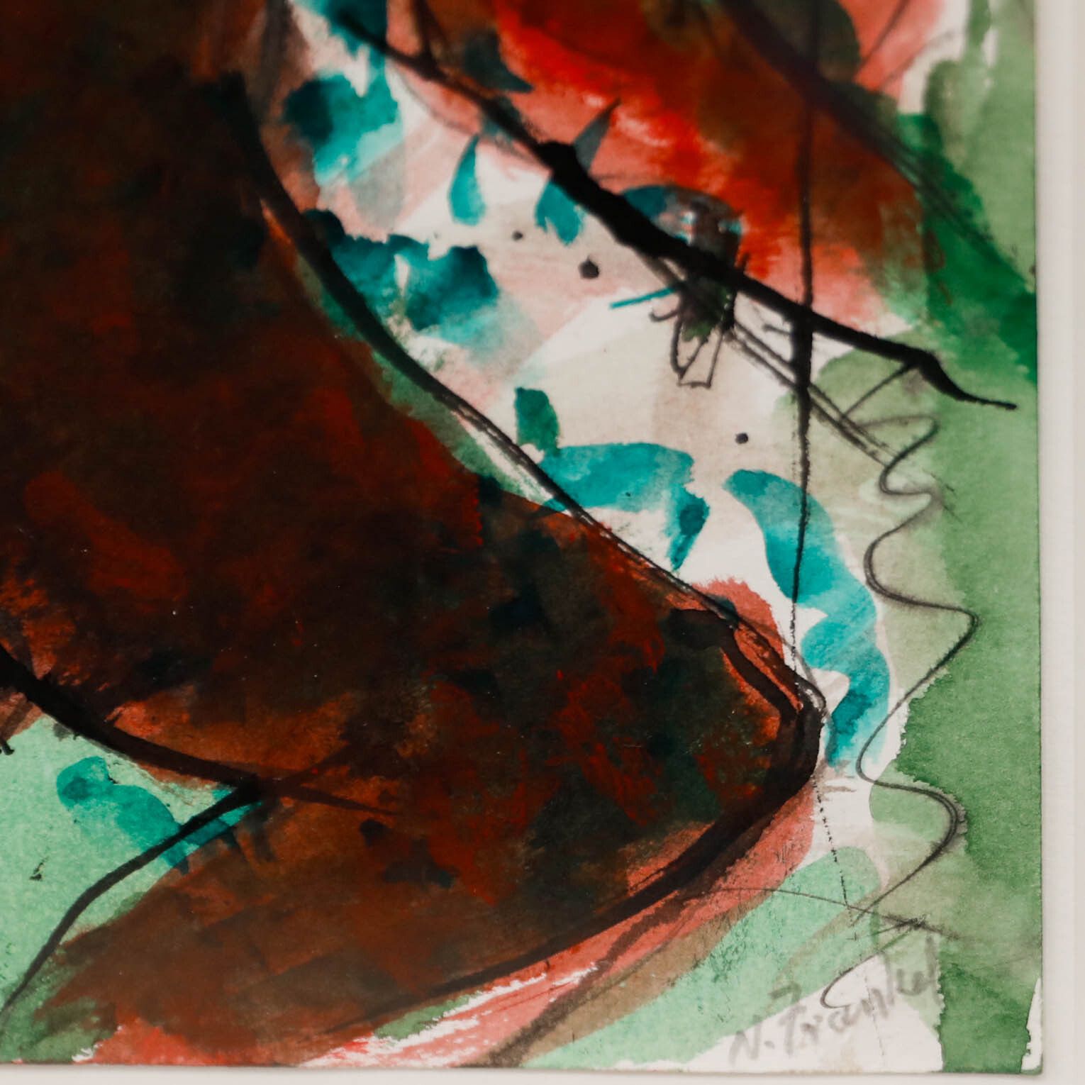 Nan Frankel (1929 2021) 20th Century Watercolour, Flowers In Her Hair photo vinterior