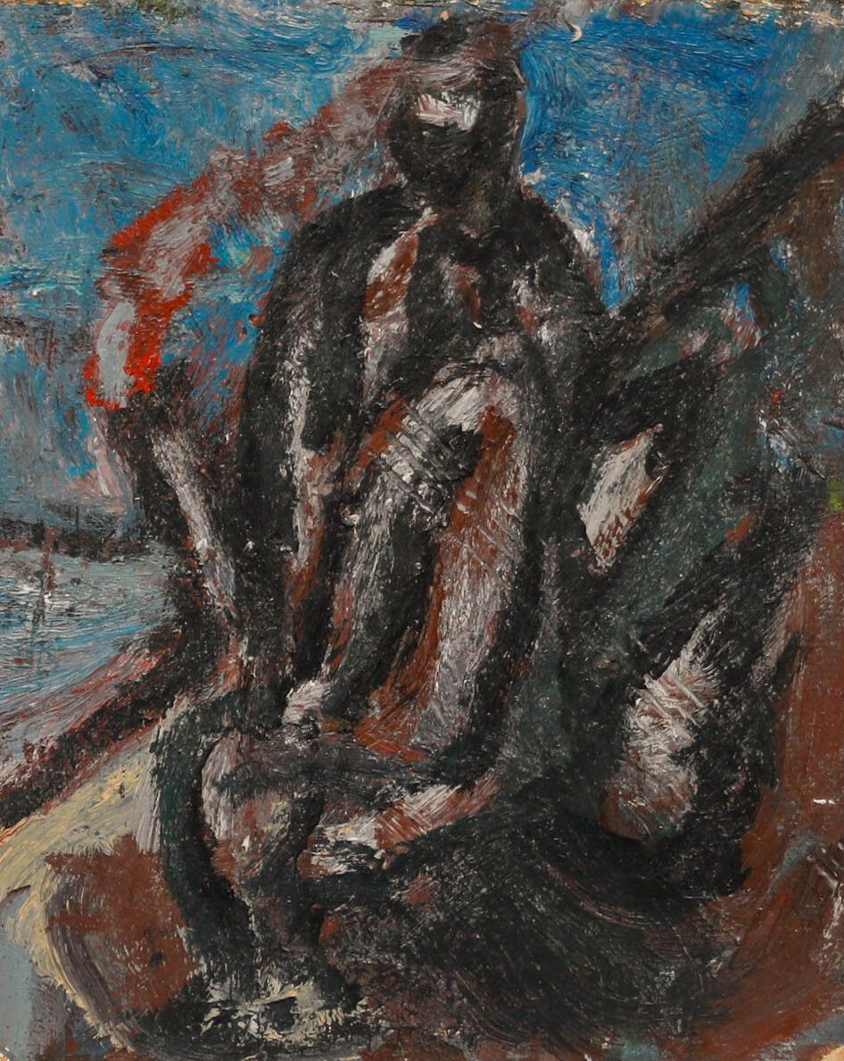 Ivan Bray (B.1967) 20th Century Oil, Seated Figure photo furniture