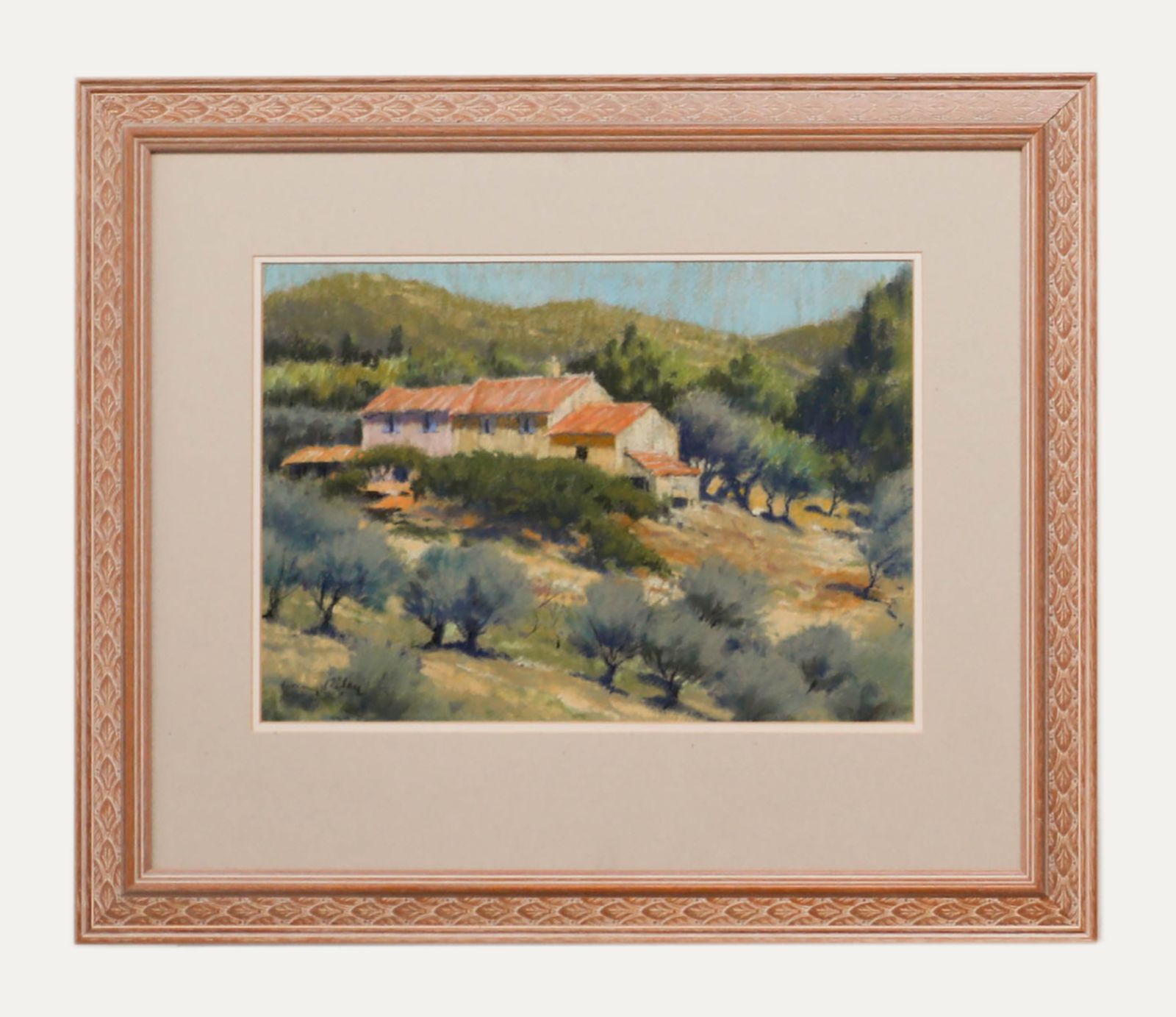 Harry Riley Ri Framed Mid 20th Century Pastel, A Farm Near Bandol