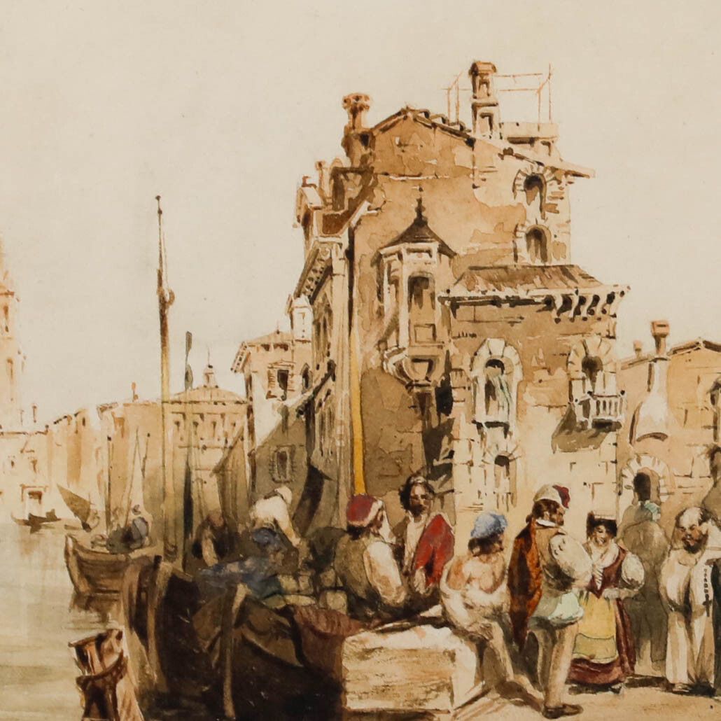 Attrib. Edward Pritchett (1808 1894) Watercolour, A Side Canal In Venice photo Art
