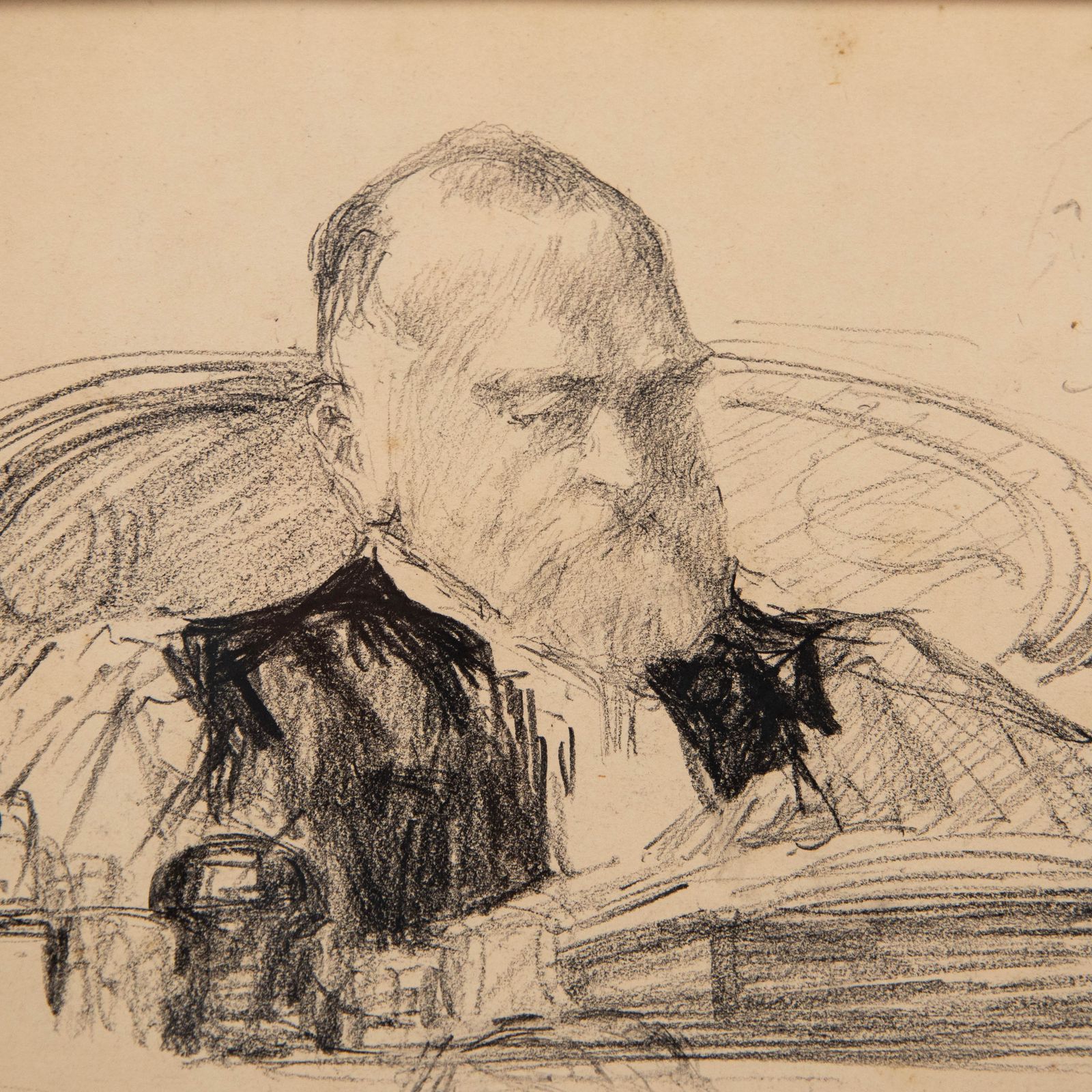 C.1914 Charcoal Drawing President Louis Albanel photo Art