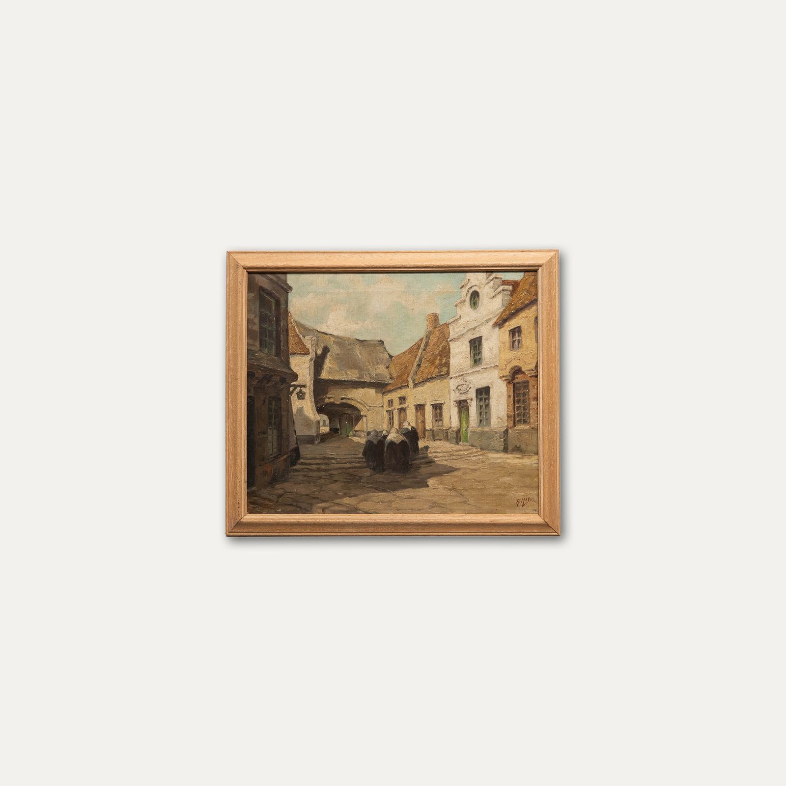 Mor Early 20th Century Oil, Nuns In A Courtyard photo buy